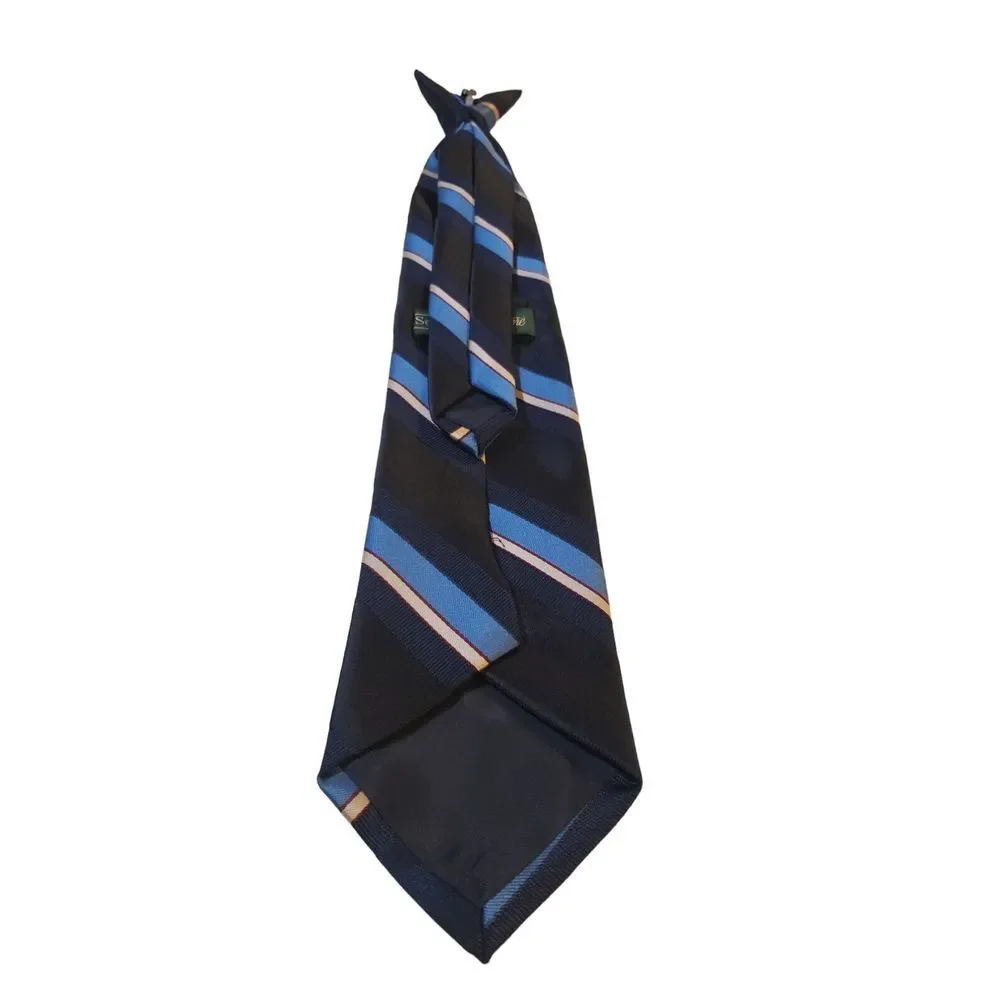 Vintage SEARS MENS STORE - 70s-80s Blue Red‎ White Striped Clip-on Neck Tie